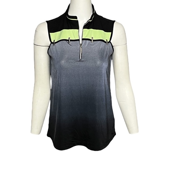 Jamie Sadock Gray Ombre 1/4 Zip Artsy Sleeveless Golf Polo Shirt Tank Top Size M - Picture 6 of 6